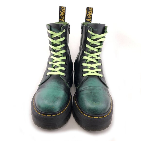 Dr. Martens Jadon Green Rub Off Leather Platform Combat Boots 10 main image 9